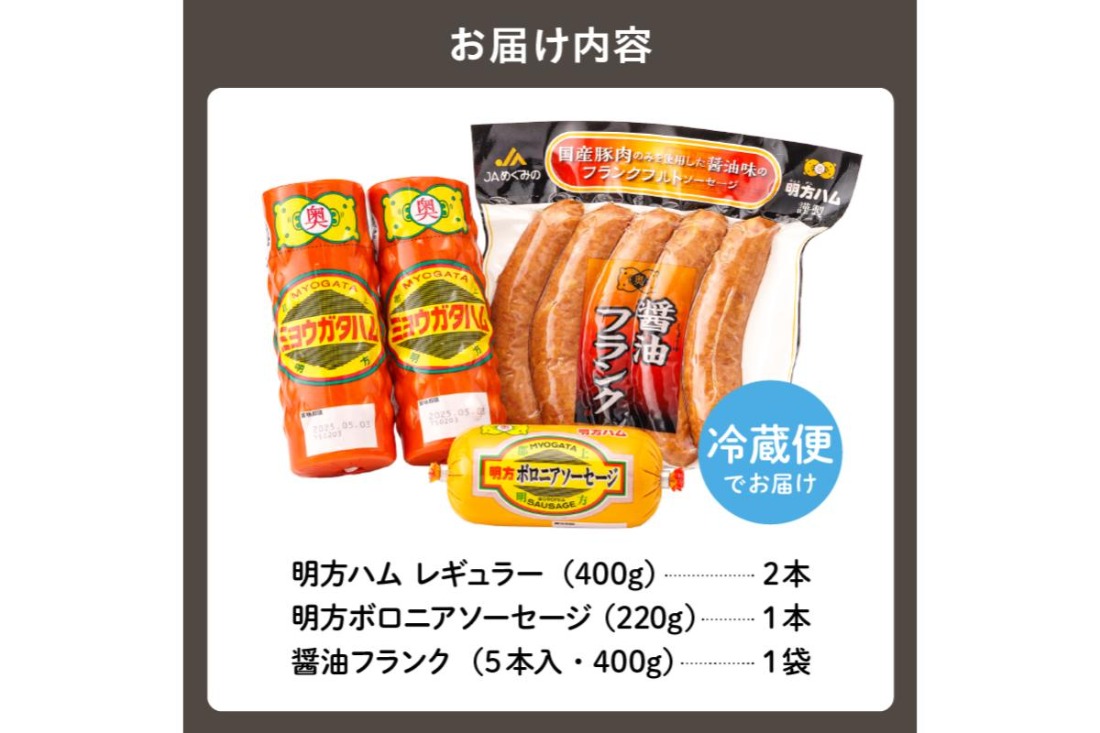 パムはに 明方ハムBセット（明方ハム レギュラー 2本・明方ボロニア