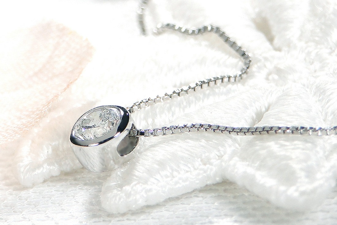 pt900【0.2ct】Hカラー フクリン留め 一粒 ダイヤモンド ネックレス