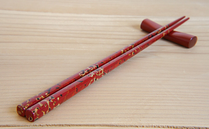 津軽塗 箸（中）1膳・唐塗 白口赤上 工芸品 お箸 手作り 伝統技術
