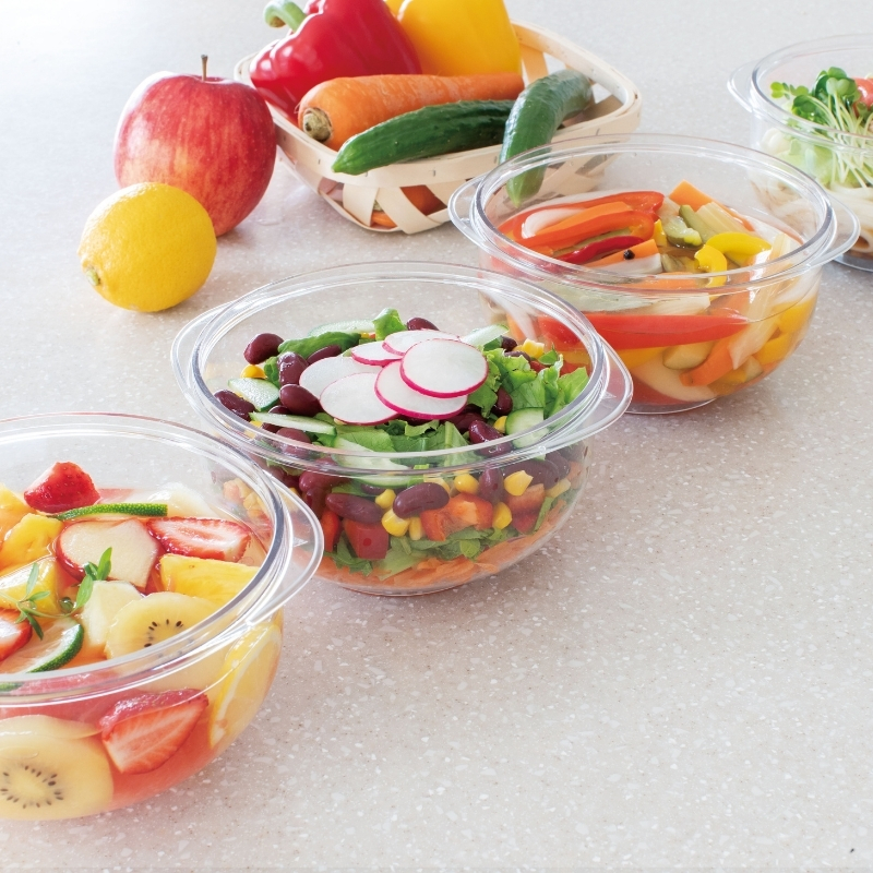 真空 サラダボウル 4個 セット ] 真空ポンプ 付き 真空保存容器 アサヒ