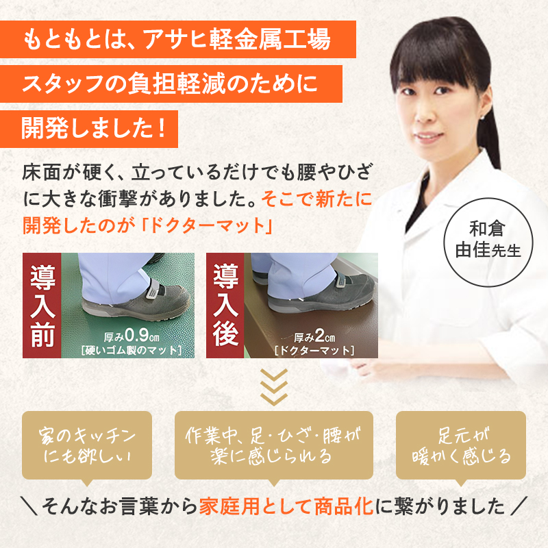ドクターマット S・107cm・ルージュ ] キッチンマット 厚手 体圧分散