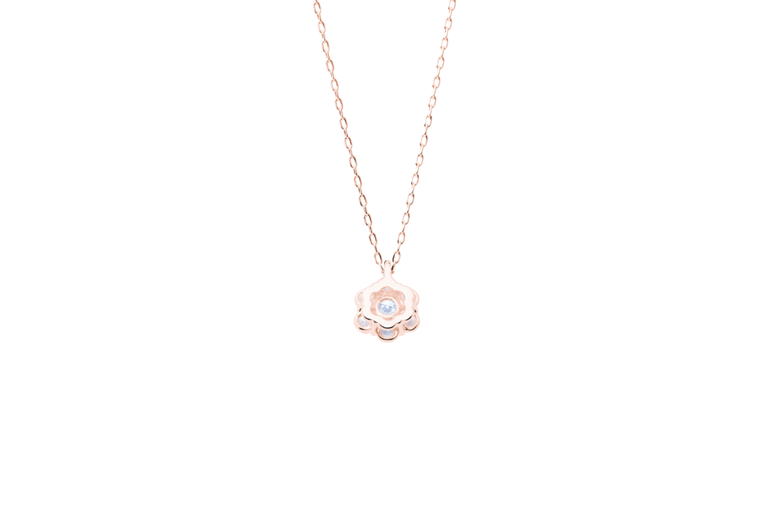 フラワーモチーフ ダイヤモンド ネックレス K18WG 計1.084ct ダイヤモンド ネックレス フラワーL 0.6ct K18 ピンクゴールド