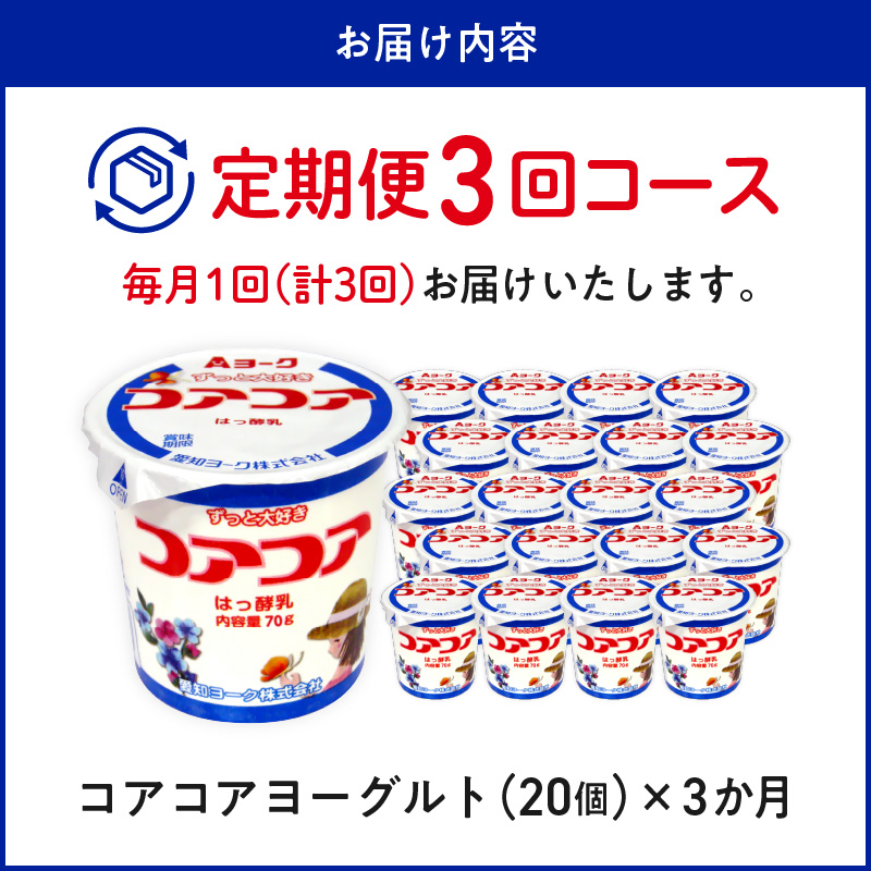 3ヶ月定期便】愛知ヨーク コアコアヨーグルト 20個入［108A01-T