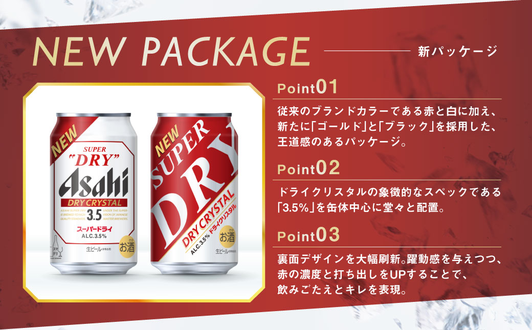 アサヒスーパードライAlc3.5%【ドライクリスタル】350ml×24本 ※2026