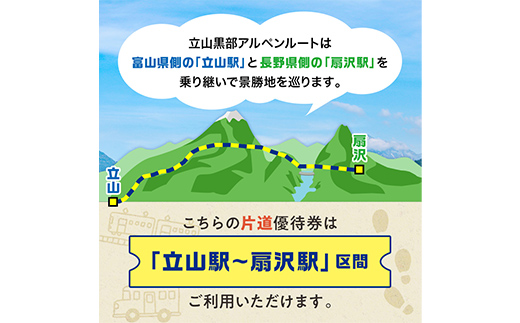 立山黒部アルペンルート ( 立山駅 ～ 扇沢駅 ※片道 ) 優待券 立山黒部