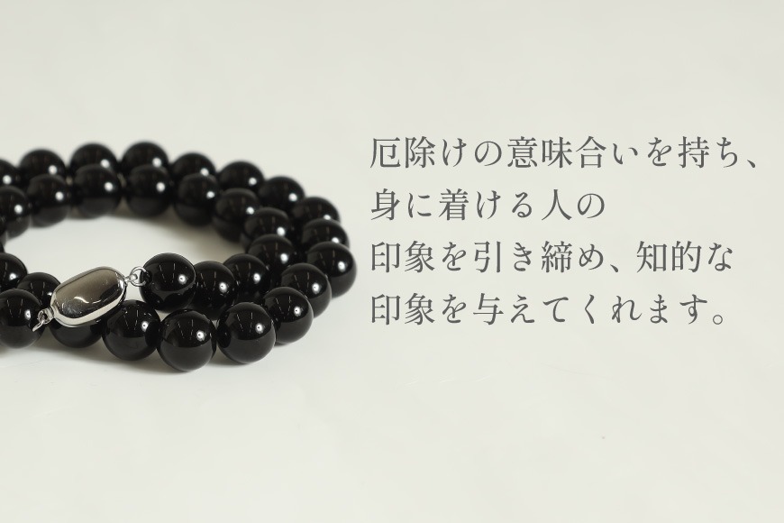 BK015-b Marycoco オニキス 10mm珠 ネックレス イヤリング セット [ mj