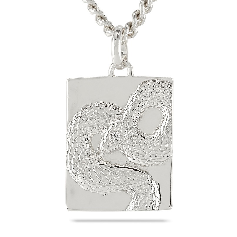 ヘビ 蛇 プラチナ ペンダントトップ スネーク プレート ネックレス
