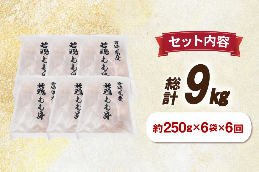 鶏肉 6回 定期便 もも 切身 IQF 250g 6袋 1.5kg 計9kg [南九フーズ