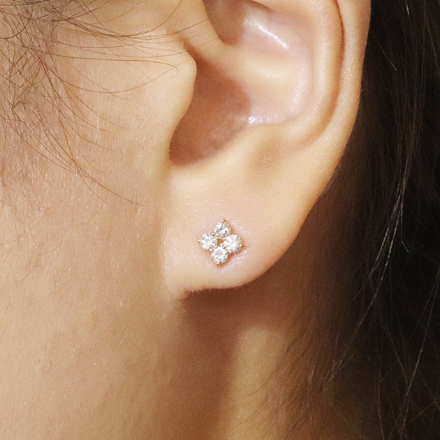 K18 0.50ctフラワーダイヤモンドピアス BQ-145（山梨県甲斐市