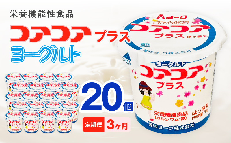 3ヶ月定期便】愛知ヨーク コアコアプラスヨーグルト 20個入［108A11-T