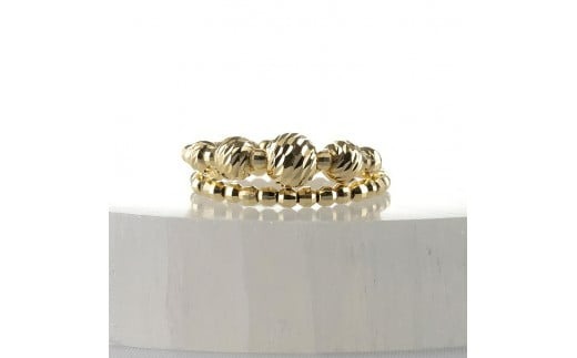 18金 フリーサイズ リング 2連 形状記憶 ミラーボール レディース