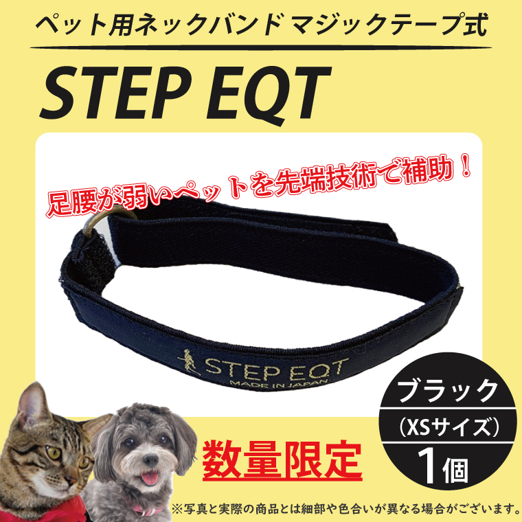 ペット用ネックバンド マジックテープ式 STEP EQT 転倒防止 ブラック