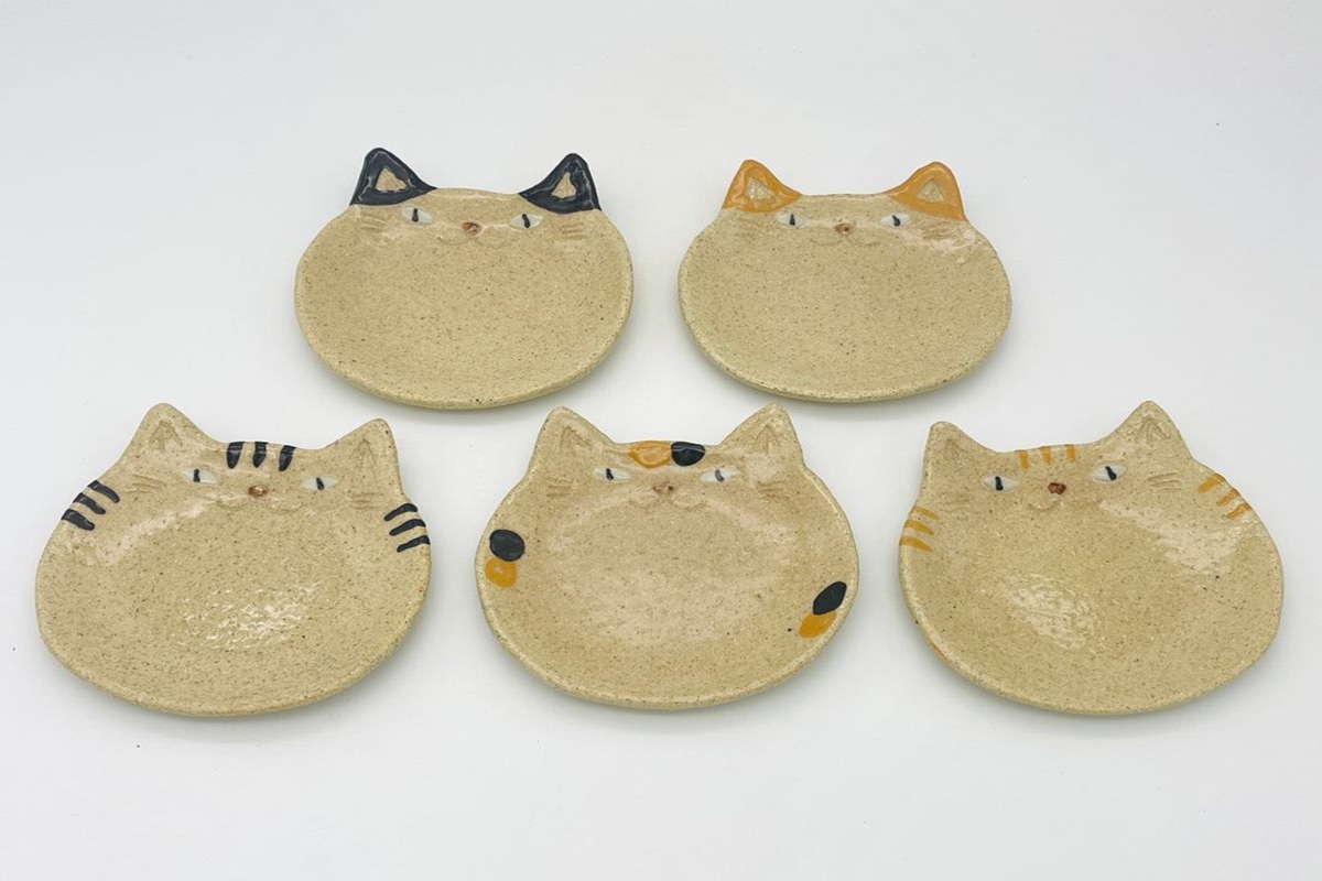 猫皿 スモールレギュラーサイズ 5枚セット【716】_HA0979（福岡県宗像