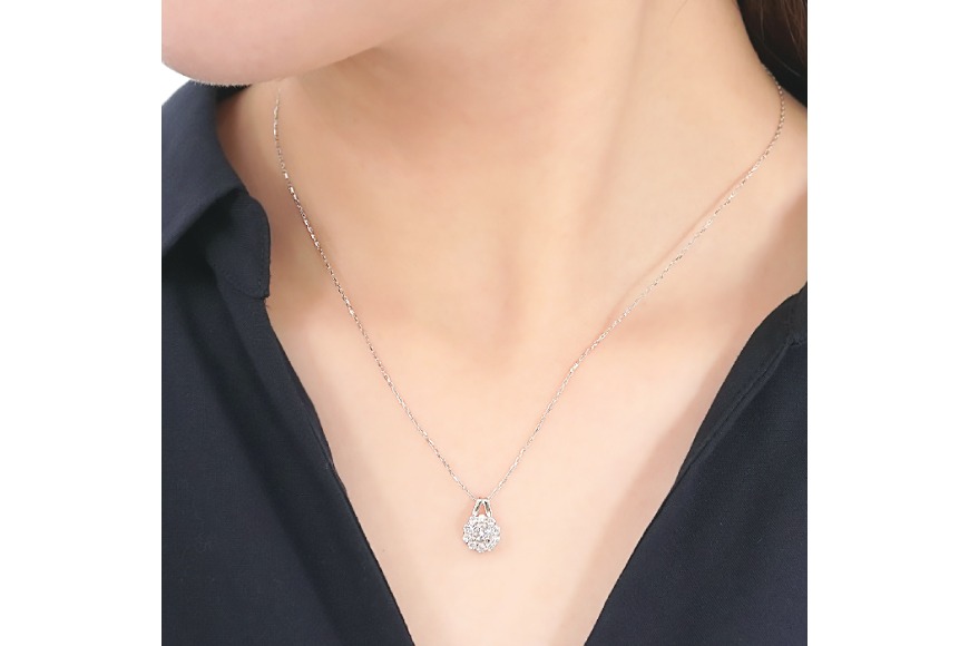 ネックレス プラチナ PT900 ダイヤモンド 0.35ct 取り巻き フラワー