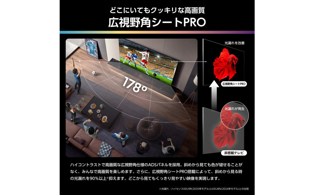 ハイセンス65U9R 無料長期保証】ハイセンス 65U9R 65V型 Mini LED液晶テレビ 4K対応 BS