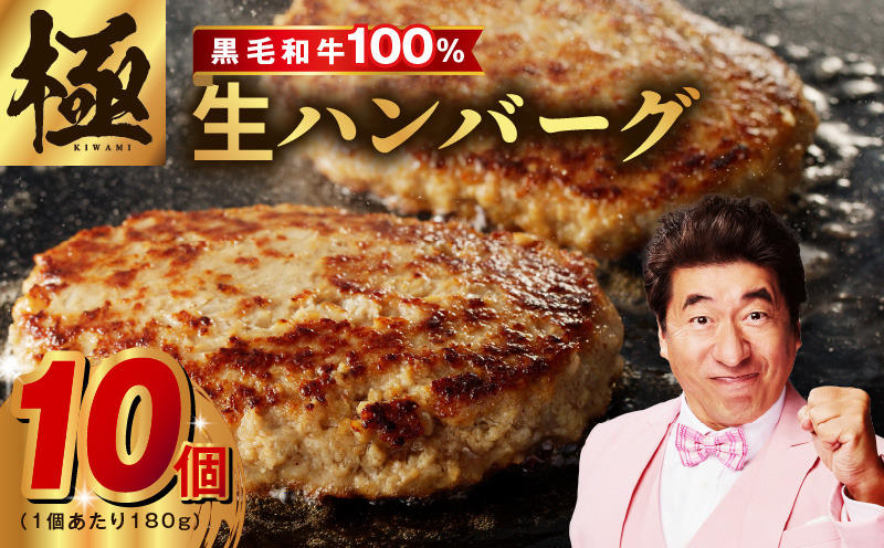 CFX0027 黒毛和牛100％ 極み生ハンバーグ（180g）×10個 簡単調理