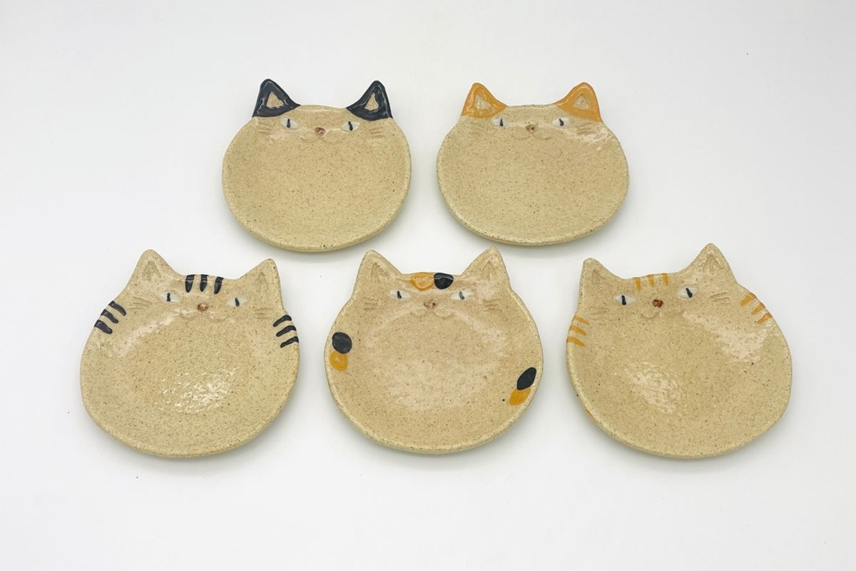 猫皿 スモールレギュラーサイズ 5枚セット【716】_HA0979（福岡県宗像