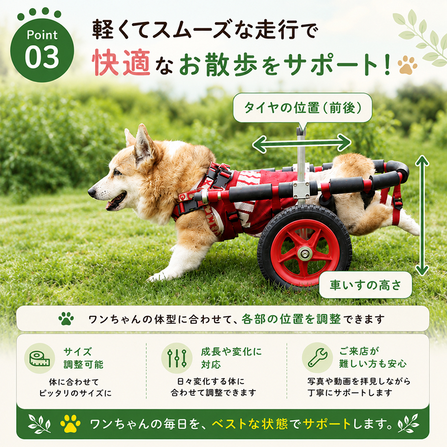 中型犬用三輪車椅子（背丈33～65cm 体重22キロ以下） 【!寄附前に事業
