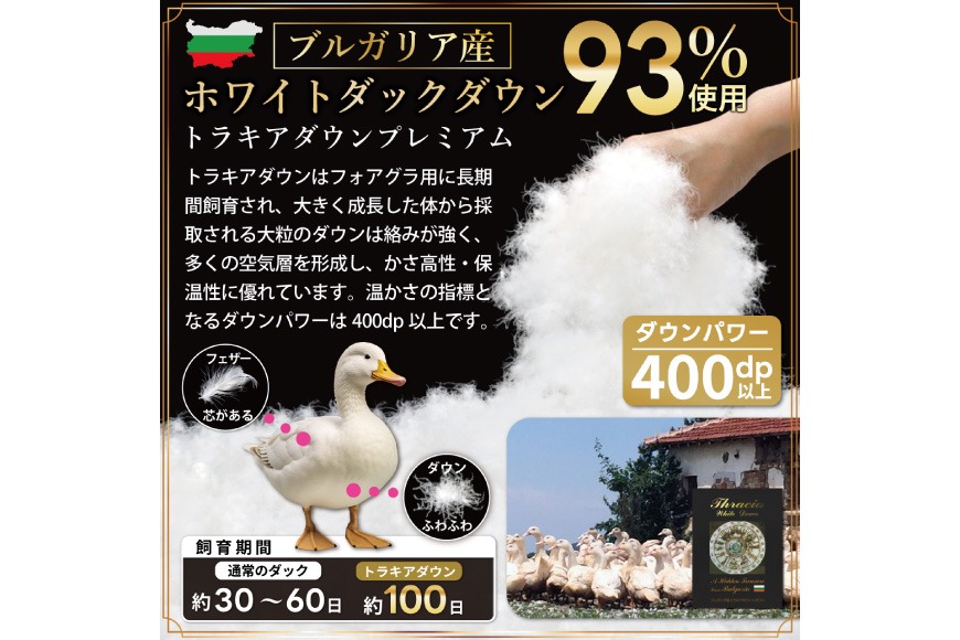 春夏用】洗える！ 羽毛布団 ダウンケット ダブル ホワイトダック93