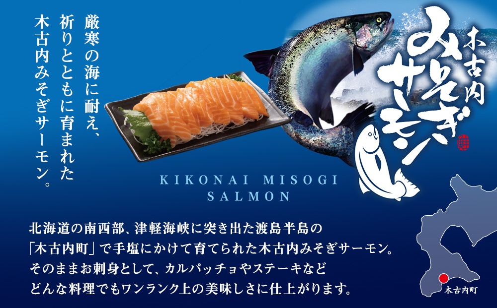 三印 三浦水産株式会社】木古内町産サーモンフィーレ 半身 650g