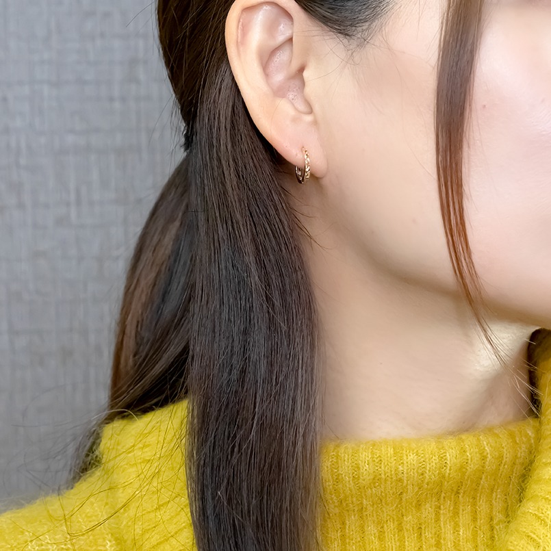 18金 フープ ピアス 18k フープピアス シンプル ゴールド 透かし
