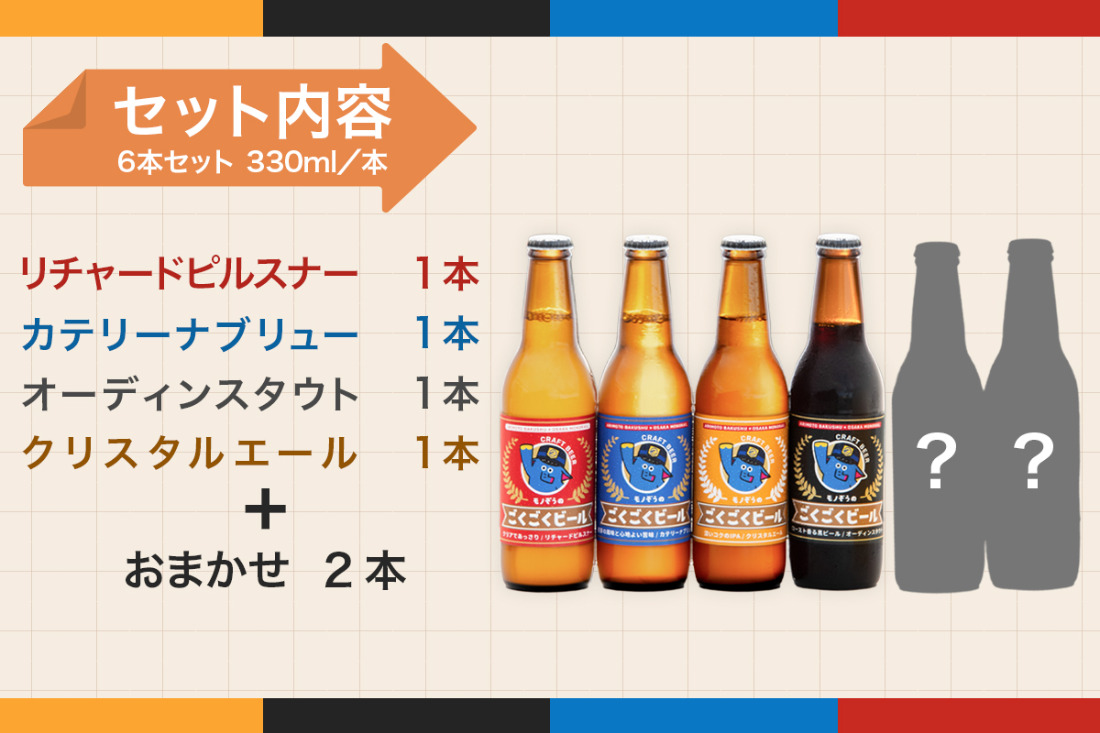 モノぞうのごくごくビール」6本セット 【定番4本＋おまかせ2本】 大阪
