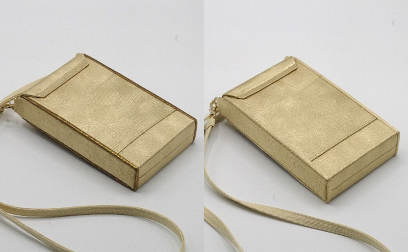 ポーチ 珠陽工芸スマホポーチ 金ラミネートオリエンタル刺繍