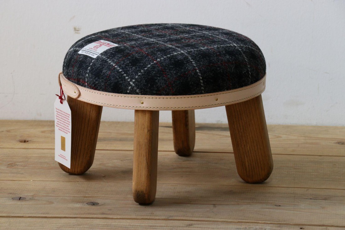 まぁるいスツール【ブラック＆グレーチェック】 子供 椅子イスキッズ