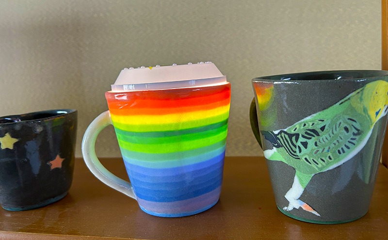 透土練り込み マグカップ 蝶ストライプ柄 日用品 食器 コップ カップ