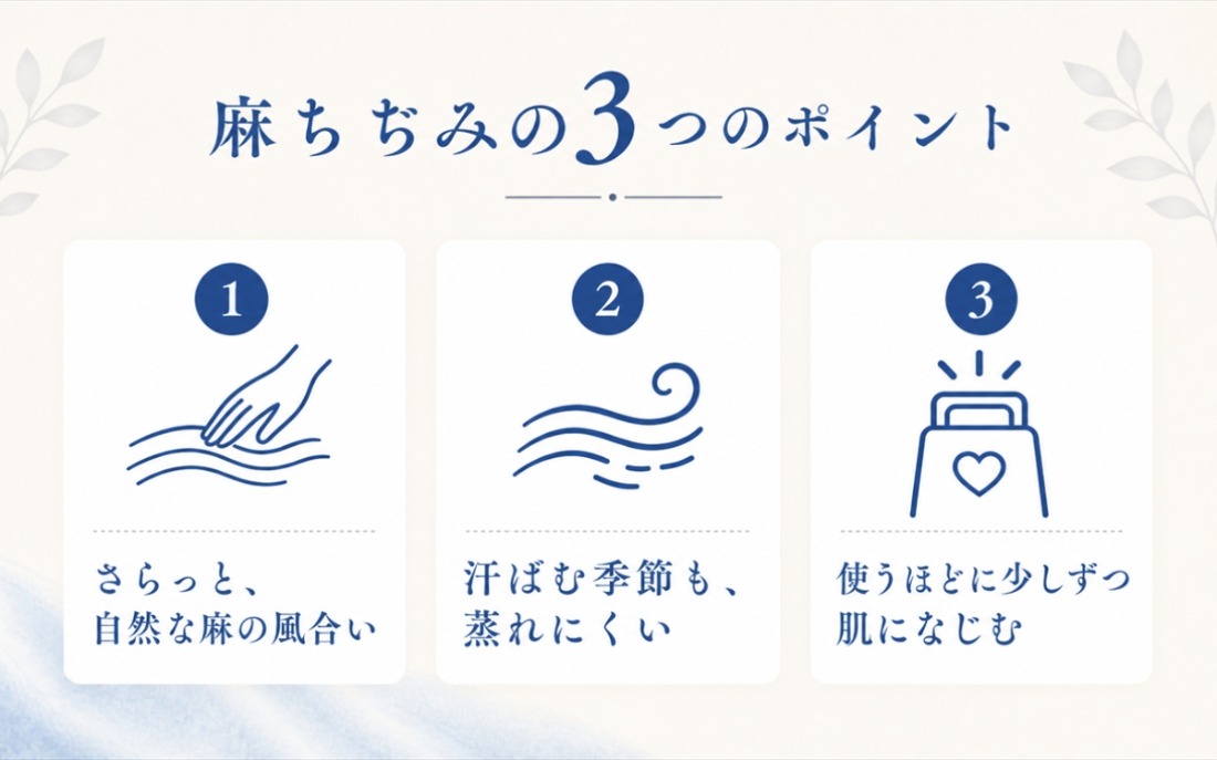 麻ちぢみ掛けふとんカバーの3つのポイント