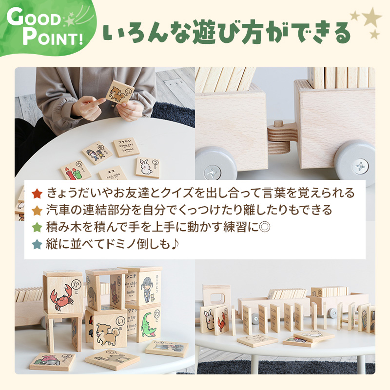 知育玩具 積み木 ひらがなとれいん 日本語 英語 ベトナム語 ひらがな