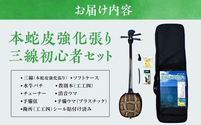 池武当新垣三線店 本蛇皮強化張り三線初心者セット 三線 さんしん