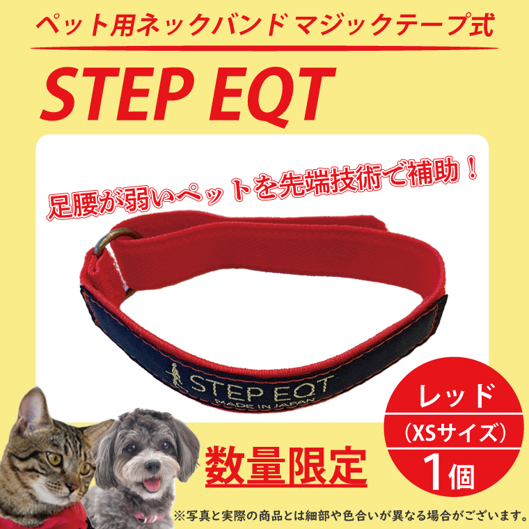 ペット用ネックバンド マジックテープ式 STEP EQT 転倒防止 レッド XS