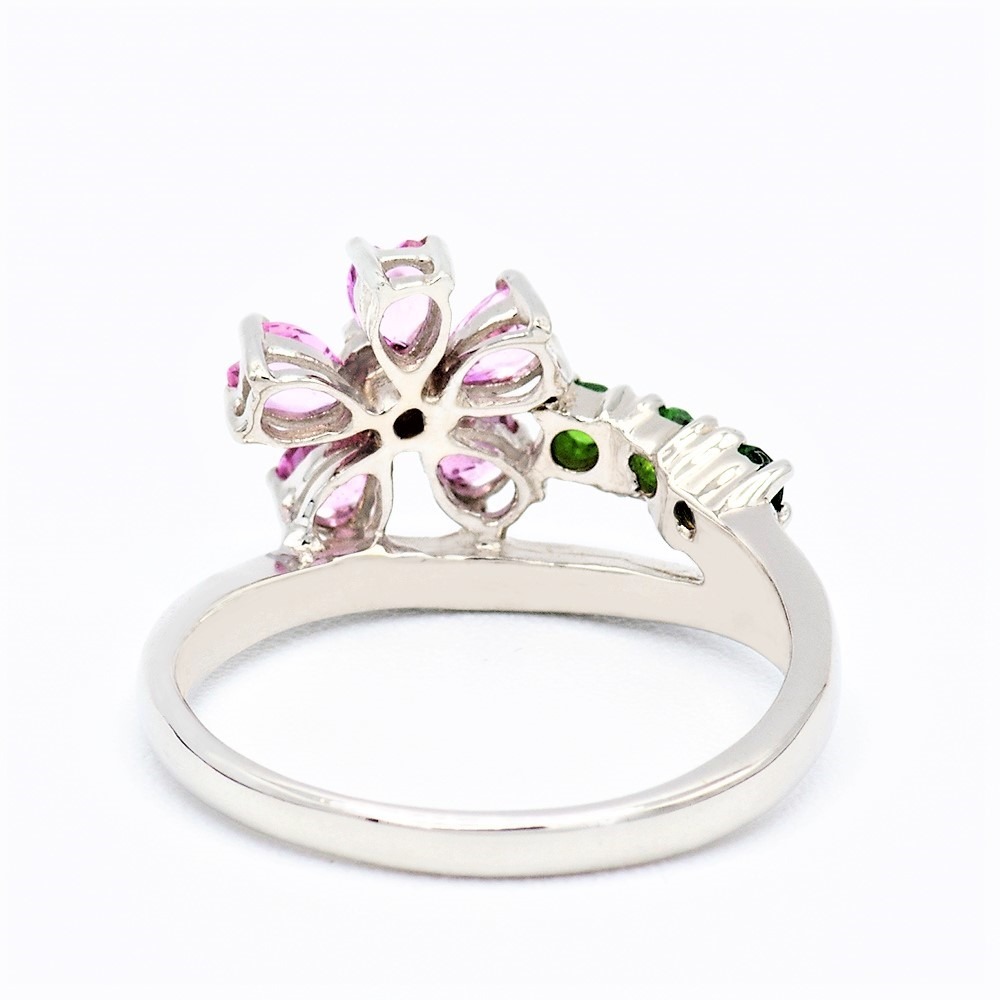 ピンク サファイヤ 桜モチーフ リング 0.70ct Pt900 (13523) 指輪