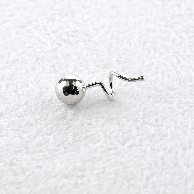 プラチナ ピアス 片耳 丸玉 5mm キャッチのいらないピアス つけっ