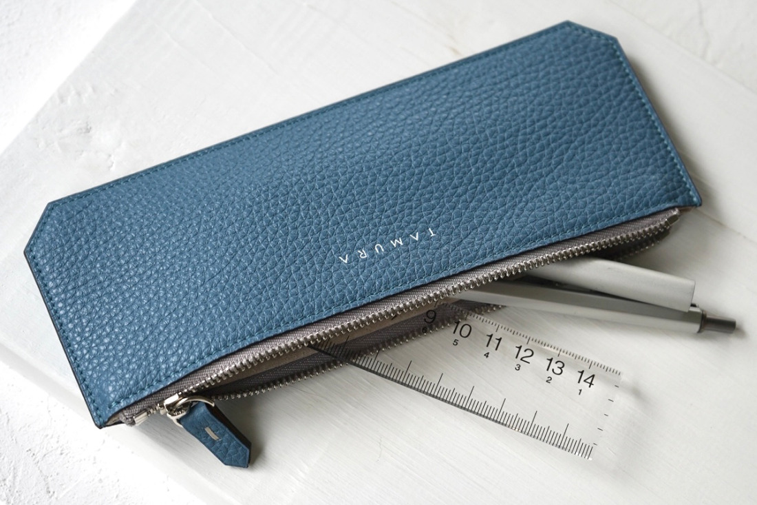 本革 薄型ペンケース ブルージーン｜革 レザー ステーショナリー