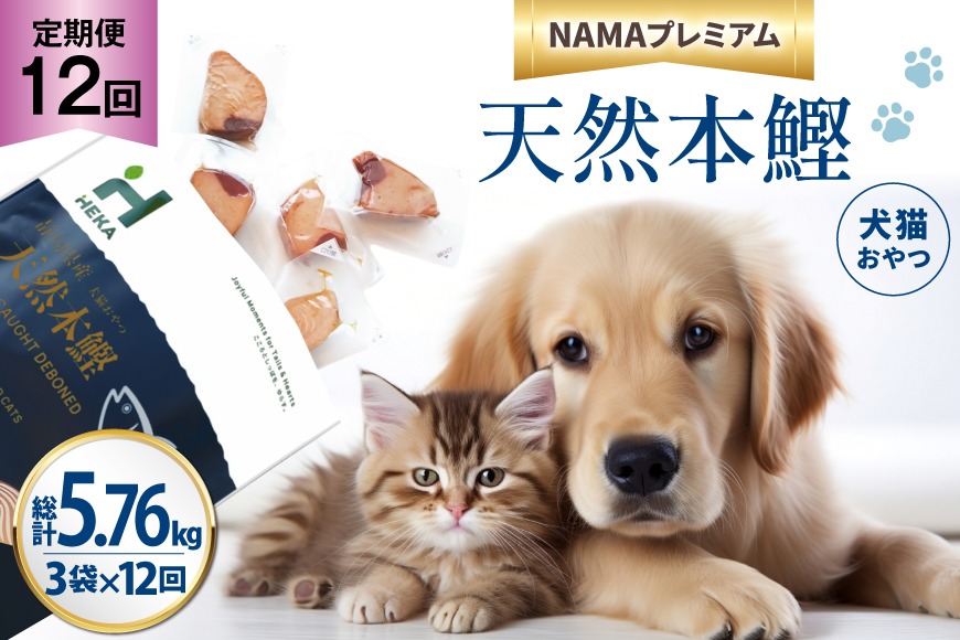 12回 定期便 ペットフード 犬 猫 HEKA 犬猫用 おやつ 天然本鰹 160g 3