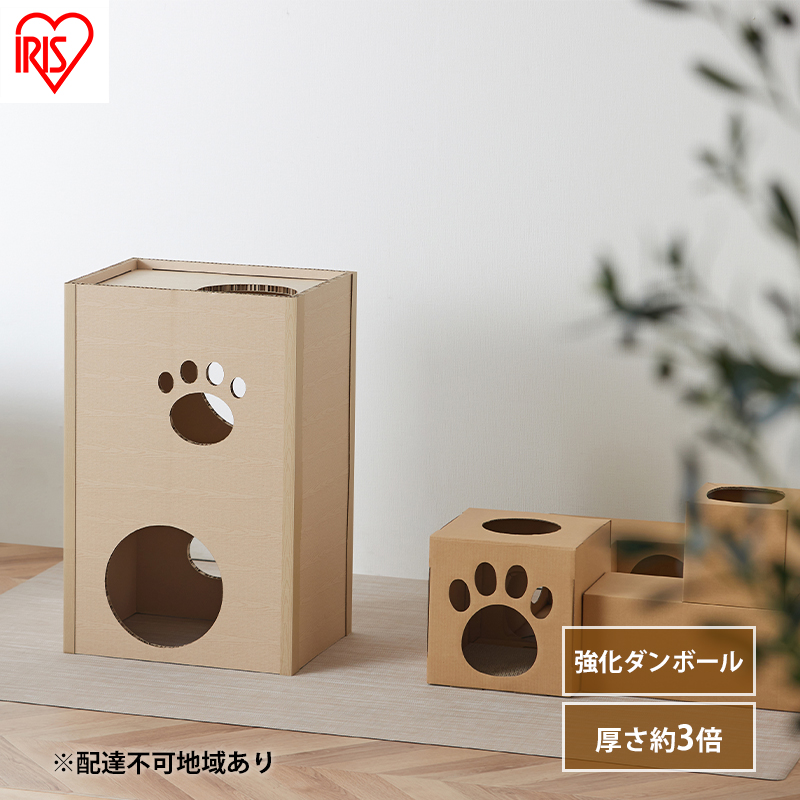 キャットタワー 低め 段ボール ねこねこタワー アイリスオーヤマ 2段 P