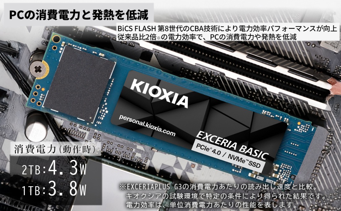 キオクシア（KIOXIA）PCIe(R)Gen4x4 内蔵SSD EXCERIA BASIC 1TB NVMe M