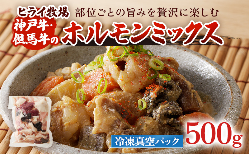 神戸牛・但馬牛】ホルモンミックス 500g 小腸 大腸 ミノ ハチノス