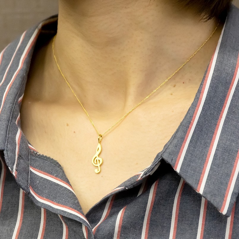 24金 ペンダントトップ レディース 純金 ネックレス チャーム ト音記号