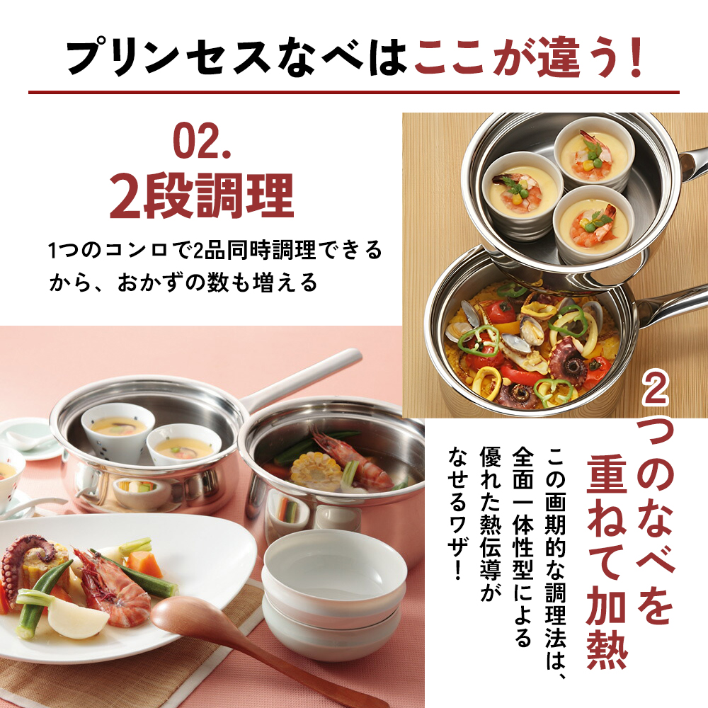 蒸し鍋 ガス・IH [ プリンセスなべ S・L セット ] アサヒ軽金属（兵庫