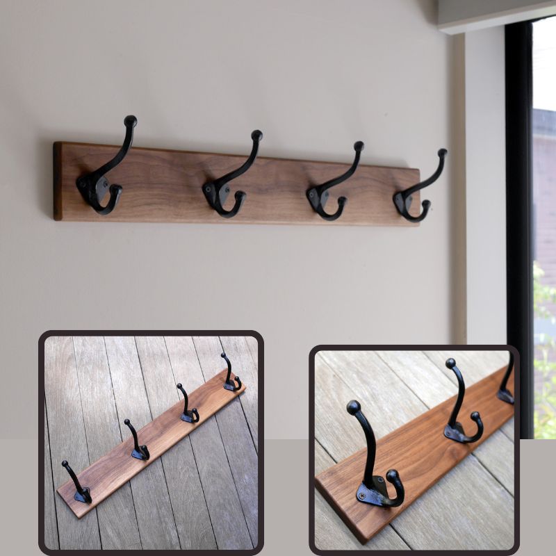 ハンガー 無垢 ウォルナット材 ウォールコートハンガー 70cm ＆ 4連