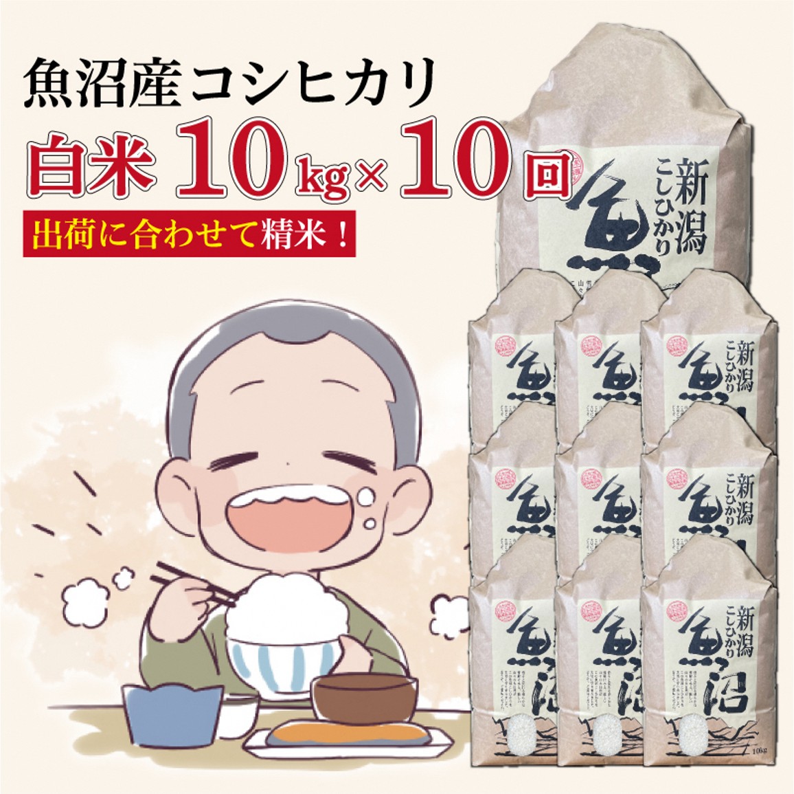 10か月定期便】令和8年産新米 魚沼産コシヒカリ 精米10kg×10回 計