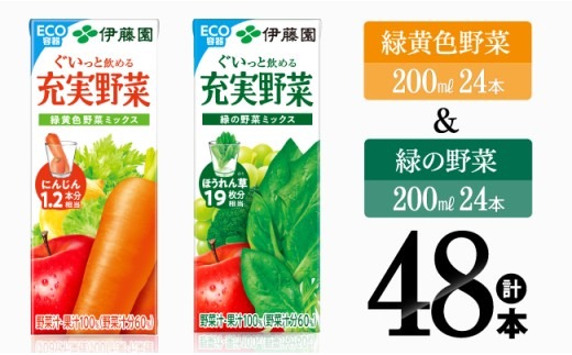 伊藤園 緑黄色野菜(紙)24本＋緑の野菜(紙)24本 【飲料類 野菜 ミックス