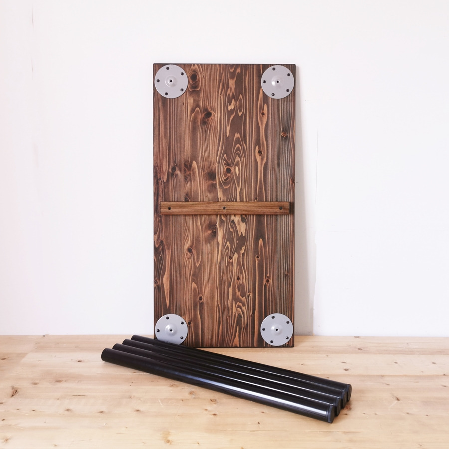 無垢材 デスク 約W90cm×D45cm ダークブラウン [新星金属製作所 大阪府