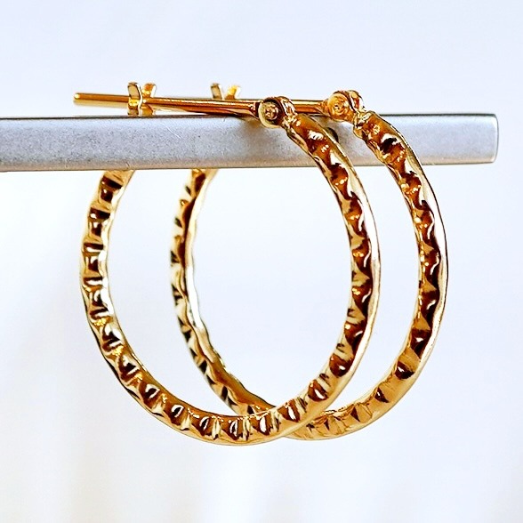 K18 18金 イエローゴールド 地金 フープピアス(直径20mm) 保証書付 NO