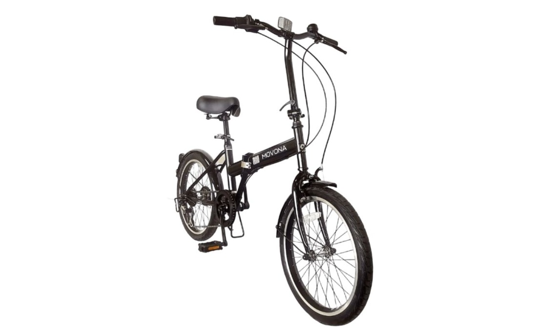 ノーパンク 折りたたみ自転車 MOVONA 20インチ ワイドタイヤ Black