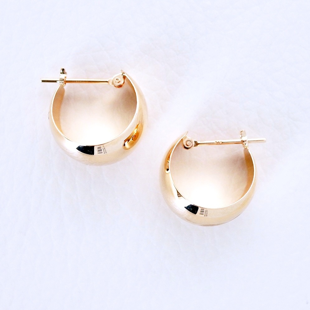 K18 18金 イエローゴールド 地金 ボリューム フープ ピアス (直径14mm