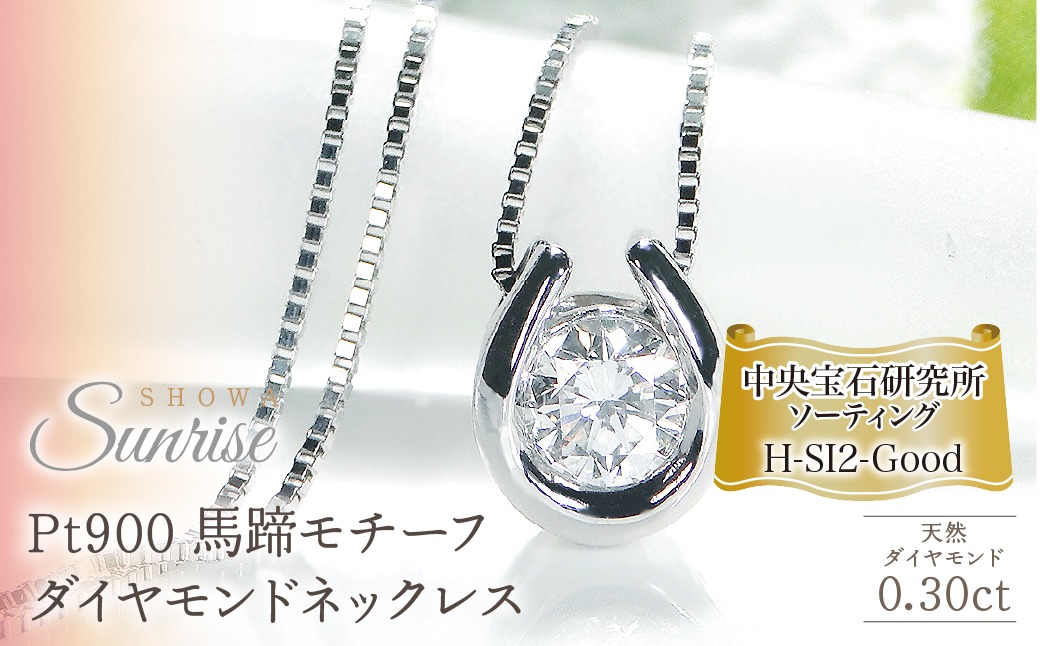 Pt900 【0.30ct】 馬蹄モチーフ Hカラー ダイヤモンドネックレス